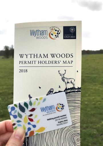 Image of Wytham Woods Map leaflet and Permit card, published in 2018