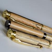 Close up image of the spalted beech pens
